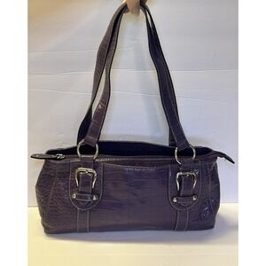Croft & Barrow Purple Croc Embossed Faux Leather 3 Sectional Long Shoulder Bag
